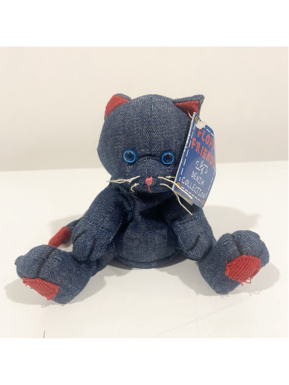 Vintage Floppy Friends Stonewashed Denim Cat Plush Blue Jean Original Tag Rare